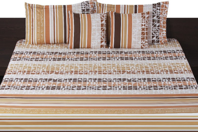 Livanto Cotton Floral Queen Bedsheet 1 Bedsheet, 2 Pillow Covers, Brown