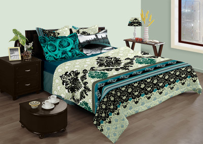 10% OFF on Raymond Cotton Printed Double Bedsheet 1 Bedsheet, 4 Pillow Cover, Multicolor