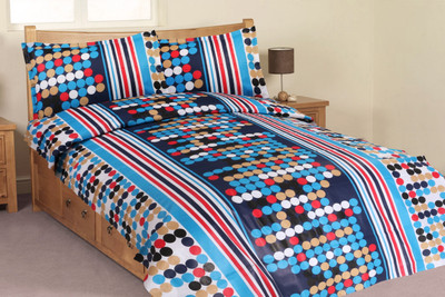 71% OFF on Ahmedabad Cotton Cotton Geometric Single Bedsheet 1 Single Bedsheet & 1 Pillow Cover, Blue, Red