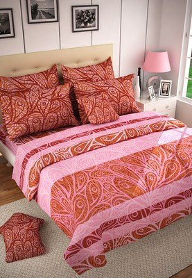 15% OFF on Raymond Cotton Printed Double Bedsheet 1Double Bedsheet, 2 Pillow Cover, Brown