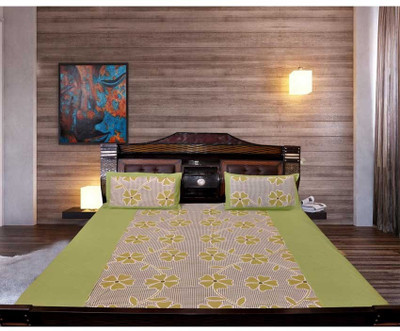 72% OFF on Decor Vatika Polycotton Floral Double Bedsheet 1 Double Bed Sheet, 2 Pillow Covers, Green