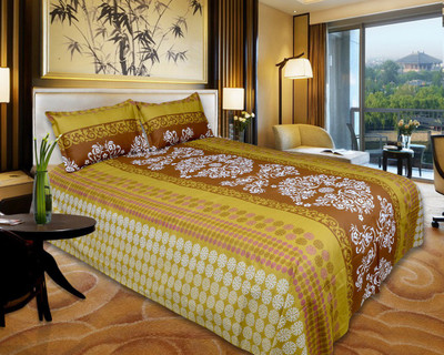 65% OFF on Urban Style Cotton Abstract Double Bedsheet 1 Bedsheet, 2 Pillow Covers, Multicolor