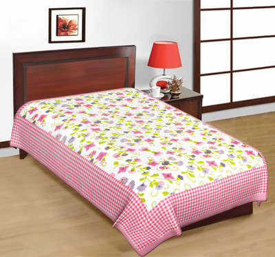 50% OFF on RajLaxmi Cotton Checkered Single Bedsheet 1 Bed Sheet, Pink