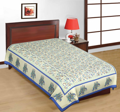 65% OFF on Kismat Collection Cotton Printed Single Bedsheet Bedsheet, Blue
