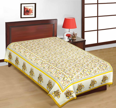 55% OFF on RajLaxmi Cotton Animal Single Bedsheet 1 Bed Sheet, Yellow