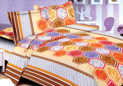 50% OFF on DreamFly Cotton Geometric Double Bedsheet
