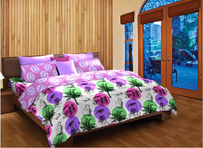 Home Expression USA Cotton Printed Single Bedsheet 1 Pillow Cover, 1 Bedsheet, Grey||Purple Home Expression USA Cotton Printed Single Bedsheet 1 Pillow Cover, 1 Bedsheet, Grey||Purple