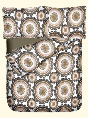 47% OFF on RR Textile House Cotton, Satin Printed King Bedsheet 1Bedsheet, 2PillowCover, Brown