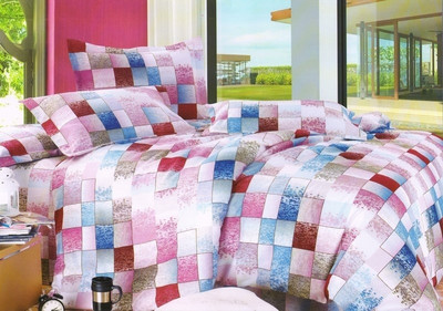 55% OFF on Solitaire Cotton Checkered, Striped Double Bedsheet