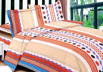 50% OFF on DreamFly Cotton Striped, Batik Double Bedsheet
