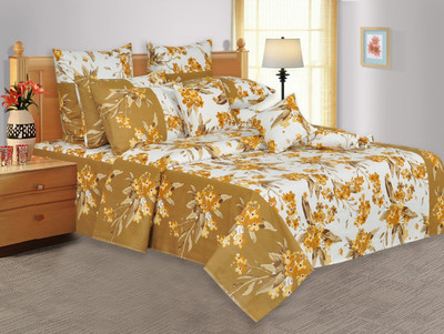 35% OFF on Salona Bichona Cotton Floral Double Bedsheet 1 Double Bedsheet, 2 Pillow covers, White