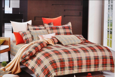 63% OFF on Valtellina Cotton Checkered Double Bedsheet 1 Bed Sheet, 2 Pillow Cover, Red