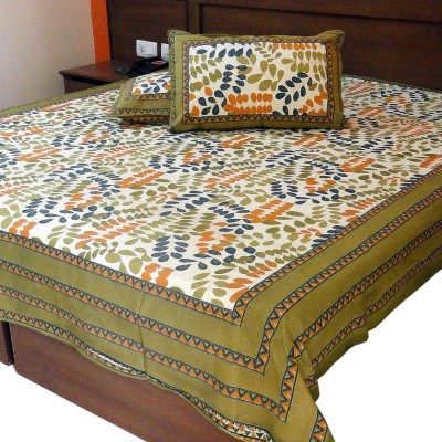 27% OFF on Jaipur Raga Cotton Floral Double King Bedsheet
