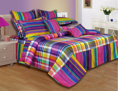 20% OFF on Salona Bichona Cotton, Satin Checkered Single Bedsheet 1 Bedsheet, 1 Pillow Cover, Multicolor