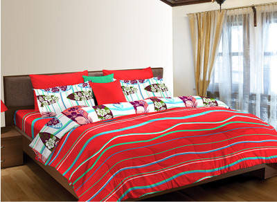 Home Expression USA Cotton Striped Single Bedsheet 1 Pillow Cover, 1 Bedsheet, Red Home Expression USA Cotton Striped Single Bedsheet 1 Pillow Cover, 1 Bedsheet, Red
