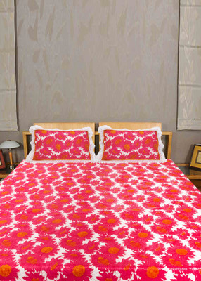 55% OFF on Home Glamour Satin Floral Double Bedsheet 1 Bedsheet, 2 Pillow Covers, Multicolor