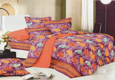 34% OFF on Lali Prints Cotton Floral Double Bedsheet 1 Bedsheets, 2 Pillow covers, Orange