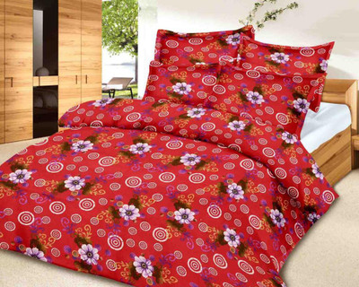 55% OFF on Easy Clean Cotton Abstract Double Bedsheet 1 Bedsheet, 2 Pillow Covers, Multicolor