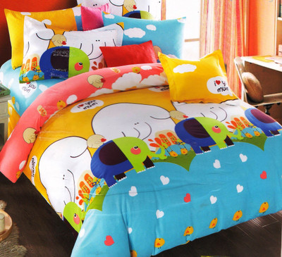 58% OFF on Wrap Cotton Graphic Double Bedsheet 1 Bedsheet 2 Pillow Covers, Multicolor