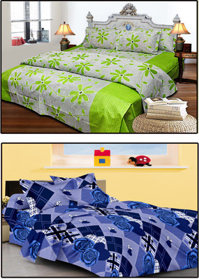 38% OFF on JBG Home Store Cotton Floral King Bedsheet 2 Bedsheets, 4 Pillow Covers, Multicolor