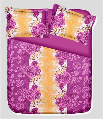 14% OFF on RR Textile House Cotton, Satin Printed Double Bedsheet 1Bedsheet, 2PillowCover, Pink