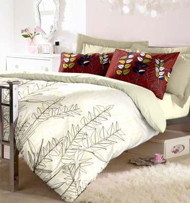 10% OFF on Raymond Cotton Printed Double Bedsheet 1 Bedsheet, 2 Pillow Cover, Red