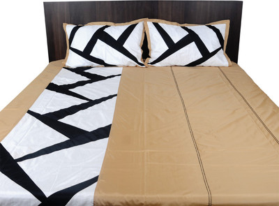 Furrball Bedspreads & More Polyester Silk Blend Abstract Queen Bedsheet 1 Bedsheet, 2 Pillow Covers, Multicolor