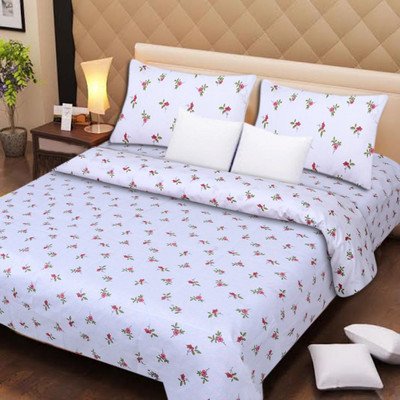 59% OFF on IWS Cotton Floral Queen Bedsheet 1 Bedsheet, 2 Pillow cover, White