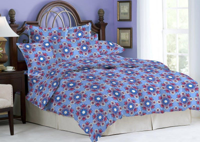 4% OFF on Bombay Dyeing Polycotton Printed Single Bedsheet 2 Pillow covers, 1 Bedsheet, Blue