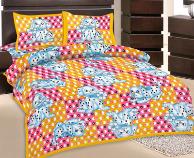 50% OFF on GRJ India Cotton Printed Double Bedsheet 1 Bedsheet, 2 Pillow Cover, Multicolor