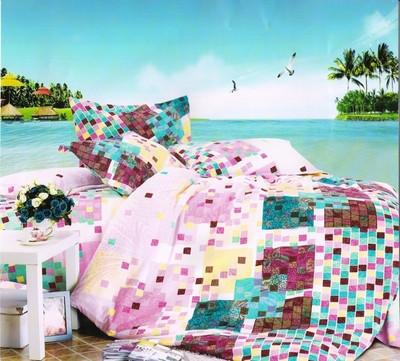 55% OFF on Solitaire Cotton Checkered, Striped Double Bedsheet