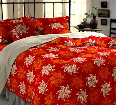 20% OFF on Home Ecstasy Cotton Floral Double Bedsheet 1 Bedsheet, 2 Pillow Covers, Red