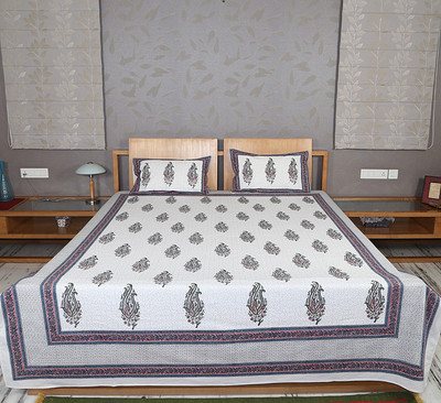 58% OFF on Rajrang Cotton Floral Double Bedsheet 1 Bedsheet, Pink, Grey, White