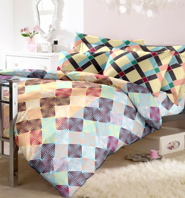 15% OFF on Raymond Cotton Printed Double Bedsheet 1Double Bedsheet, 2 Pillow Cover, Yellow