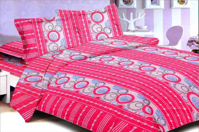 46% OFF on Floorfashion Cotton Abstract Double Bedsheet 1 Bedsheet, 2 Pillow covers, Multicolor