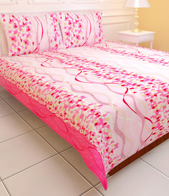 64% OFF on Carah Polyester Printed Double Bedsheet 1 Bedsheet, 2 Pillow Covers, Multicolor