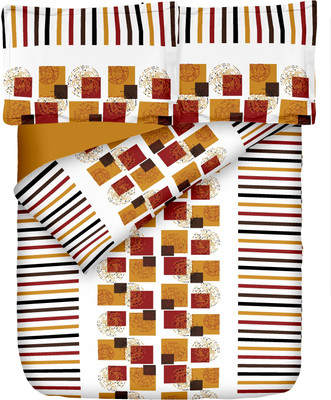 62% OFF on Ahmedabad Cotton Cotton Geometric Single Bedsheet 1 Bedsheet, 1 Pillow Cover, Multicolor