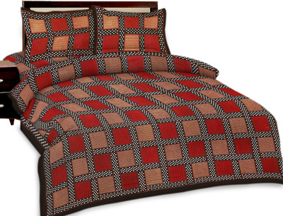 72% OFF on RajLaxmi Cotton Checkered Double Bedsheet 1 Bed Sheet, 2 Pillow Cover, Multicolor