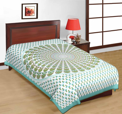 70% OFF on Kismat Collection Cotton Printed Single Bedsheet Bedsheet, Green
