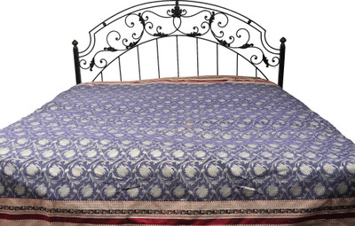 15% OFF on Exotic India Cotton Floral Double Bedsheet Bedsheet, Purple