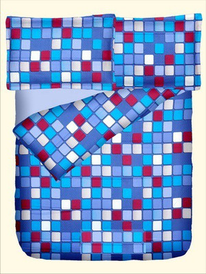 47% OFF on RR Textile House Cotton, Satin Printed King Bedsheet 1Bedsheet, 2PillowCover, Blue