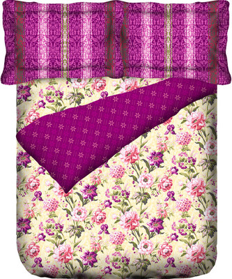 Portico New York Cotton Abstract Single Bedsheet 1 Bedsheet, 1 Pillow Cover, MultiColor