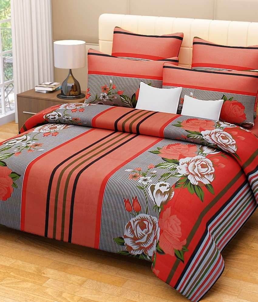 40% OFF on PHM Cotton Floral Double Bedsheet
