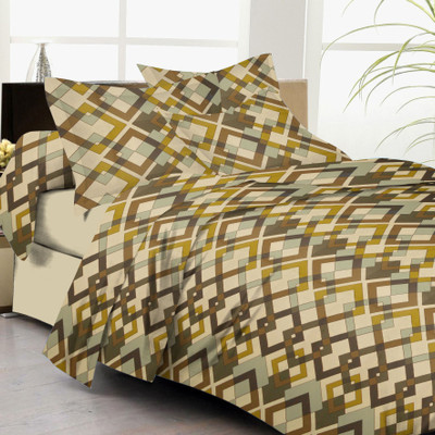 61% OFF on Lali Prints Cotton Floral Double Bedsheet 1 Bedsheet, 2 Pillow Covers, Brown