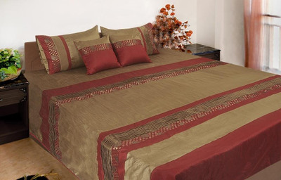 49% OFF on Bianca Silk Embroidered King Bedsheet 1 Bedsheet, Maroon