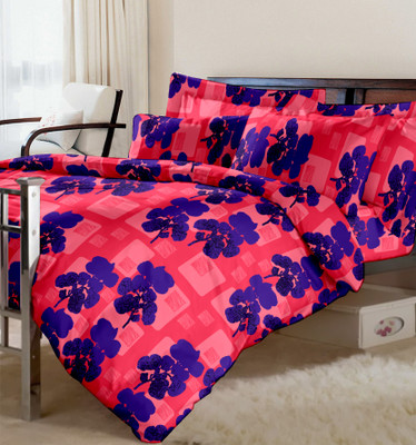 15% OFF on Raymond Cotton Printed Double Bedsheet 1Double Bedsheet, 2 Pillow Cover, Pink