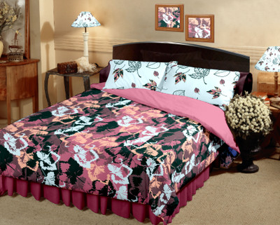 10% OFF on Raymond Cotton Printed Double Bedsheet 1 Bedsheet, 2 Pillow Cover, Pink