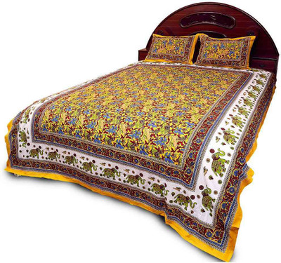 41% OFF on Sunshine Rajasthan Cotton Printed Double Fitted Bedsheet