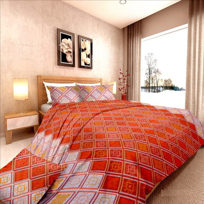 68% OFF on Ahmedabad Cotton Cotton Geometric Double Bedsheet 1 double bedsheet & 2 pillow covers, Brown
