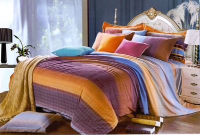 22% OFF on Ross Luxury Living Cotton Striped Double King Bedsheet